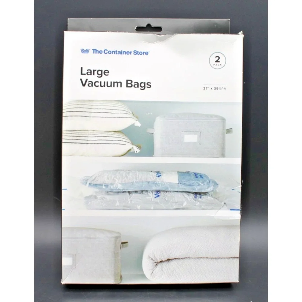 Container Store Large Vacuum Storage Bags 2 Pack 27x39.5 New Damaged Box